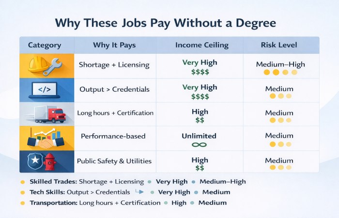 categories of high-paying jobs without a degree