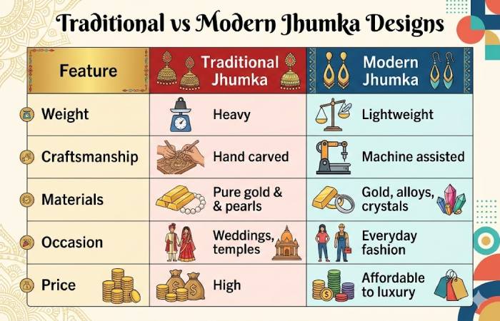 jhumka designs_ traditional vs. modern