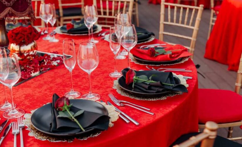 Red Table Cloth Versus Neutral Linen Choices