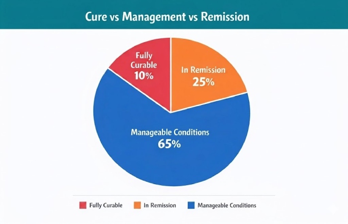 cure vs management vs remission